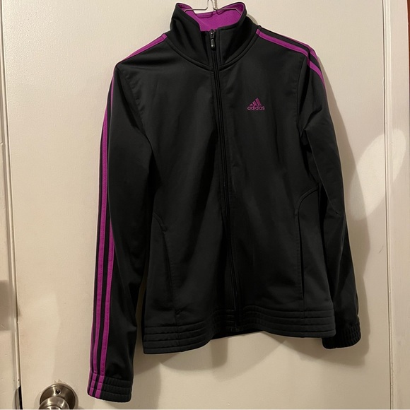 adidas Jackets & Blazers - Adidas zip up dark grey and purple
